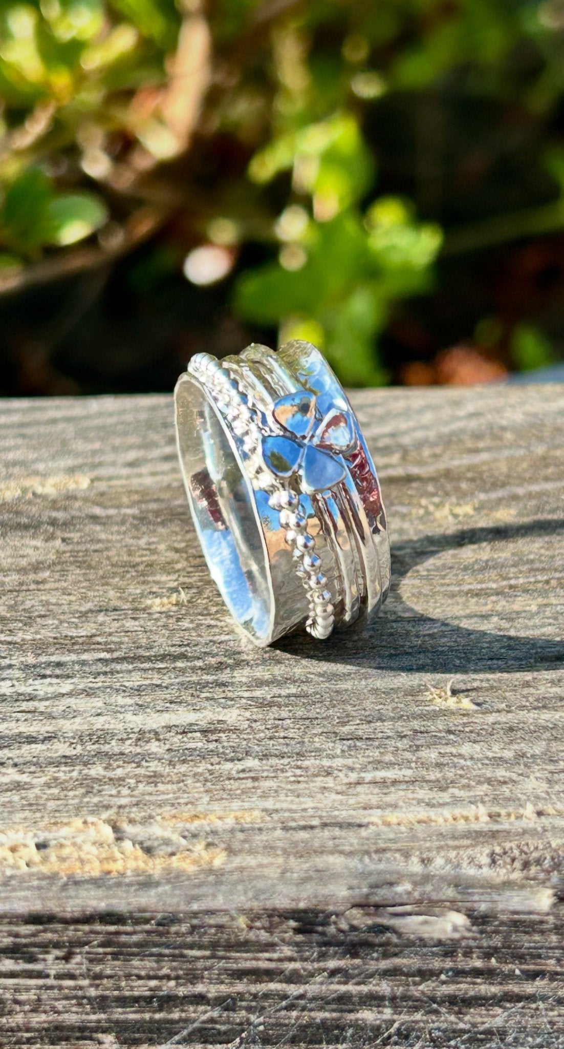 Sterling Silver Spinner ring - Four Leaf Clover Spinner - LaVidaLoca Jewellery