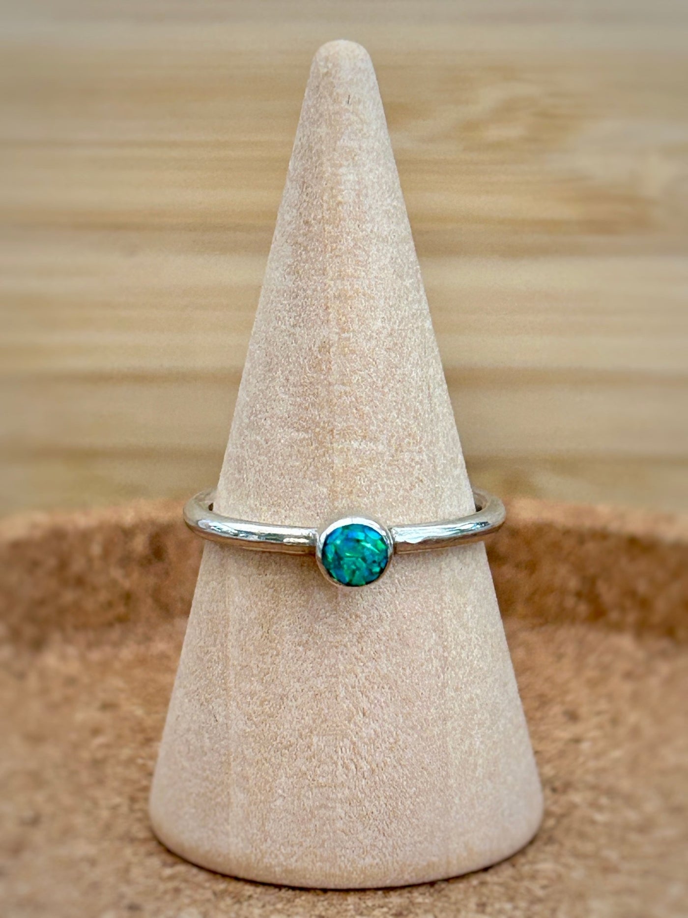 Tube Set Opal Inlay Stacking Ring - LaVidaLoca Jewellery