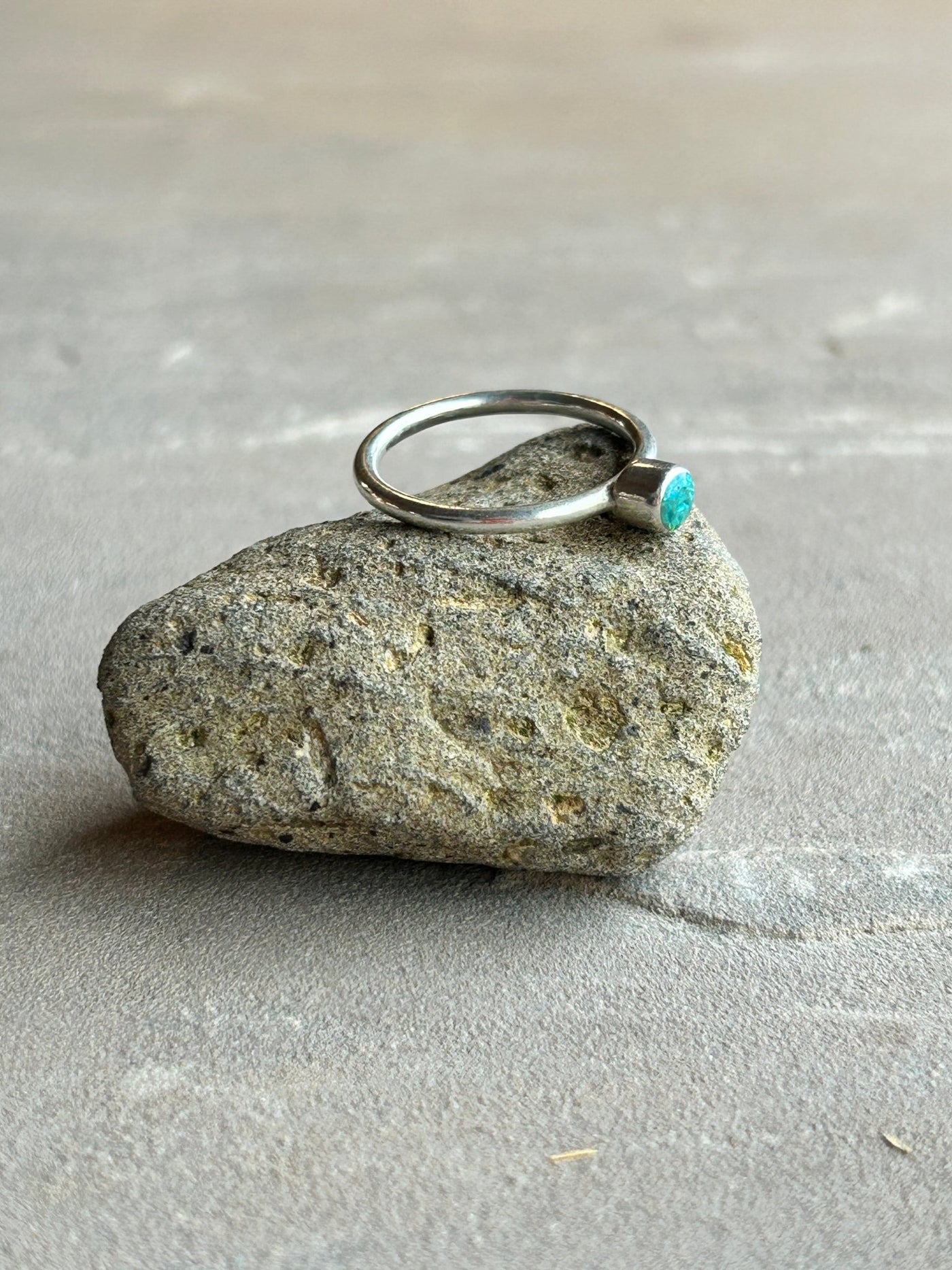 Tube Set Opal Inlay Stacking Ring - LaVidaLoca Jewellery