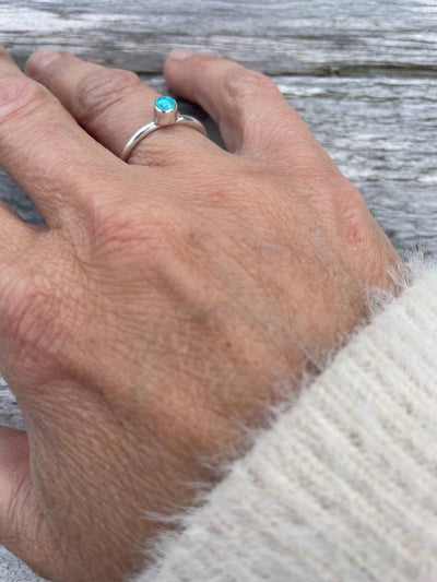 Tube Set Opal Inlay Stacking Ring - LaVidaLoca Jewellery